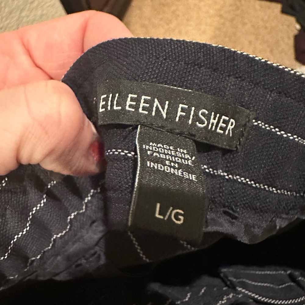 Eileen Fisher wide legged cropped lunge pants in stripes
